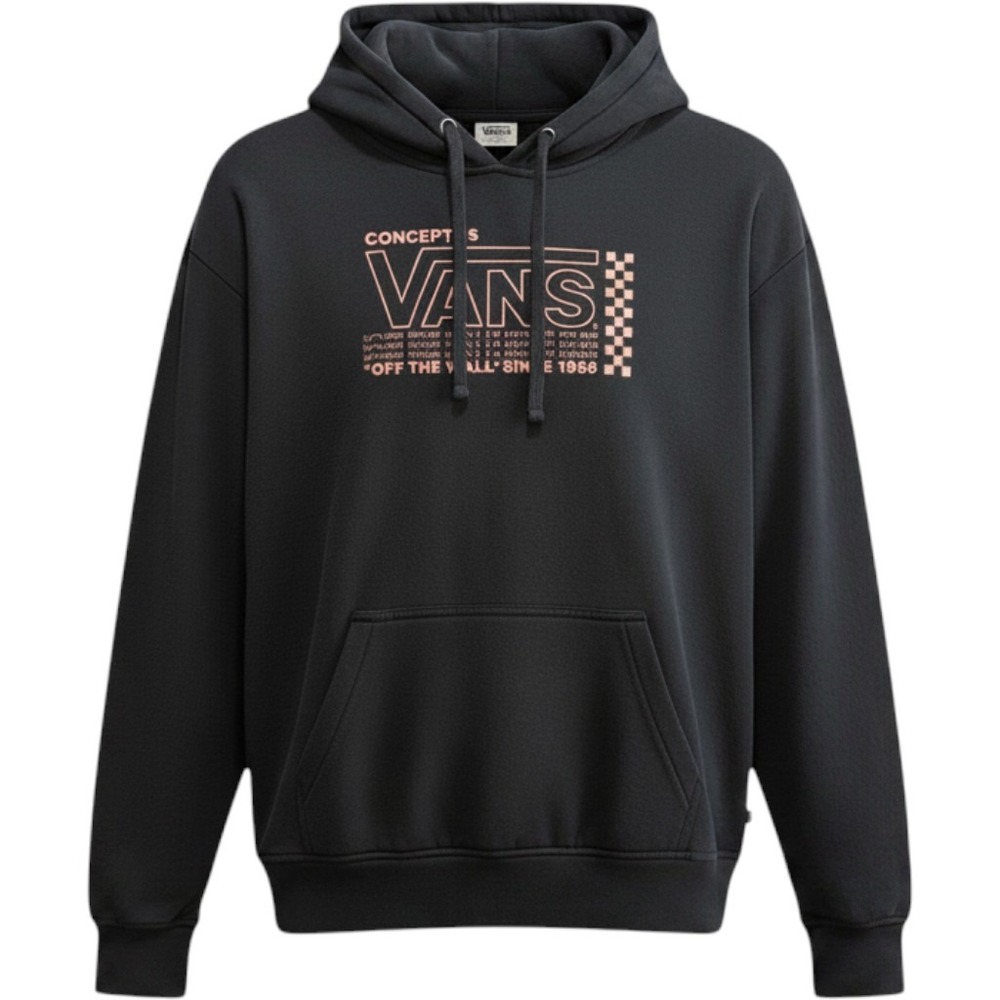 Vans Womens XS Hoodie Black Pink Graphic Pullover Checkerboard Skater Surf